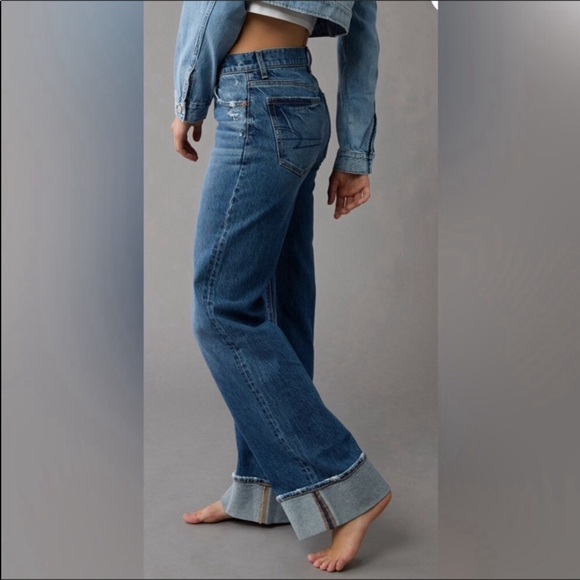 American Eagle STOVEPIPE high rise baggy jeans - Picture 1 of 7